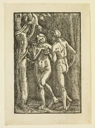 Adam och Eva äter den förbjudna frukten, ca 1513